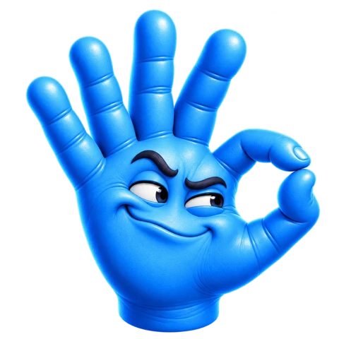 Blue HAND reaction: Feeling smug