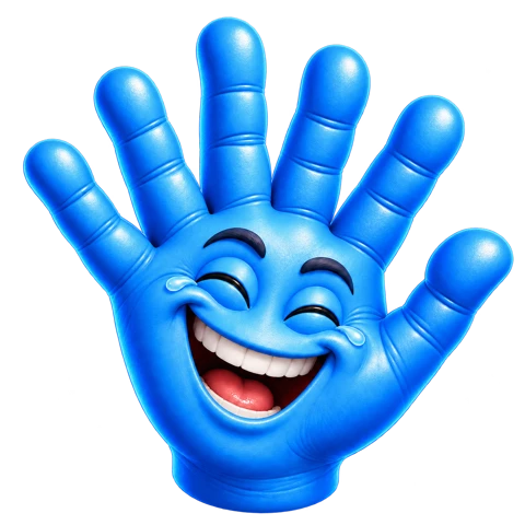 Blue HAND reaction: Laughing out loud