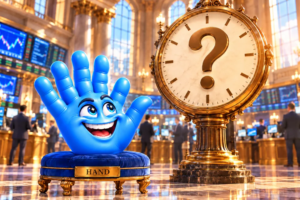 HAND waiting for a mystery launch time in the stock exchange.